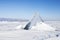 Transparent ice floe. Ice-drift of Baikal lake