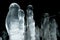 Transparent ice stalagmites