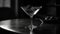 Transparent martini glass reflects monochrome elegance of luxury nightlife celebration generated by AI