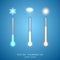 Transparent Meteorology thermometers. Cold and heat temperature. Vector illustration.