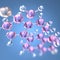 Transparent model of testosterone molecule on a blue background