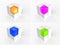 Transparent multi color cube icon