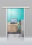 Transparent Office Glass Door to Study with Laptop
