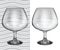 Transparent and opaque realistic brandy glasses