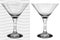 Transparent and opaque realistic martini glasses