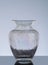 Transparent, pearlescent crackle glass vase.