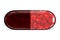 Transparent pill of red hearts with shadow on white background