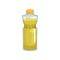 Transparent plastic bottle with cap filled with rapeseed oil. Organic and healthy product. Graphic element for promo