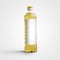 Transparent plastic bottle template with sunflower, olive, sesame oil, with label for logo and design