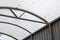 Transparent plastic gazebo roof with rain drops