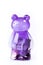 Transparent purple piggy bank with money