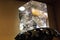 Transparent quartz crystal in cube shape