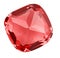 Transparent red ruby gem on white