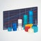 Transparent rising graph. 3D digital Infographic for financial, analytics, statistics reports and web design.