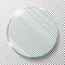 Transparent Round Circle Vector Realistic Illustration. Flat Glass Circle. Glass Plate. Transparency. Lens Flares.