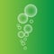 Transparent soap bubbles on fading green, vector illustration