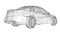 Transparent super fast sports car delineated lines on a white background. Body shape sedan. Tuning is a version of an