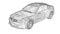 Transparent super fast sports car delineated lines on a white background. Body shape sedan. Tuning is a version of an