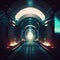 transparent tunnel in future with highway background sci-fi futuristic interior