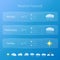 Transparent user interface - weather forecast template with set of glossy and detailed icons