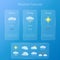 Transparent user interface - weather forecast template with set of glossy and detailed icons