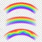 Transparent vector rainbow on background. Set of rainbows in arch shape. Fantasy concept, symbol of nature
