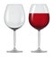 Transparent vector wineglass with red wine.