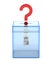 Transparent voting box and question on white background. Isolated 3D illustration