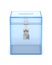 Transparent voting box on white background. Isolated 3D illustration