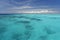 Transparent water on blue lagoon of Bora Bora