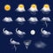 Transparent weather forecast icon set, vector realistic illustration