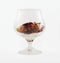 Transparent wineglass with aromatic elements inside