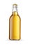 Transparent yellow beer bottle isolated on white background