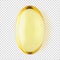 Transparent yellow capsule Vitamin E pill isolated 3d realistic vector illustration. Omega 3 close-up. Medical and healthcare
