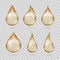 Transparent yellow oil drops vector set