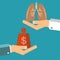 Transplant lungs. Patient hand hold money, doctor hold human lungs. Healthcare lungs.