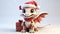 Transport audience realm of joy with endearing illustration of a lovable little dragon in a Christmas hat. Ai generated