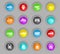 Transport colored plastic round buttons icon set