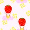 Transport colourful vector seamless pattern with fruit balloons. Clouds.