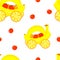 Transport colourful vector seamless pattern with fruit cars