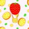 Transport colourful vector seamless pattern with fruits and balloon.