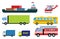 Transport delivery vector isolated white transportation car bus van fire truck helicopter ship silhouette icon tanker