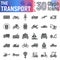 Transport glyph icon set, vehicle symbols collection, vector sketches, logo illustrations, autumn signs solid pictograms