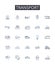Transport line icons collection. Movement, Carriage, Conveyance, Transfer, Delivery, Shipment, Transit vector and linear