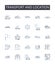 Transport and location line icons collection. ransport, Commute, Transfer, Conveyance, Shipping, Transportation