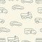 Transport outline icon. Seamless kids auto car pattern. Children bedsheets vector illustration