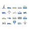 Transport For Riding And Flying Icons Set Vector