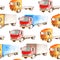 Transport seamless pattern  on a white background in watercolor style