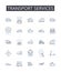 Transport services line icons collection. Delivery options, Transit solutions, Shipping methods, Commuting methods