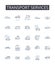 Transport services line icons collection. Delivery options, Transit solutions, Shipping methods, Commuting methods